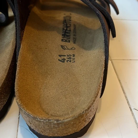 New Birkenstock Arizona Oiled Leather Brown Sandals Size 10 - Picture 8 of 12